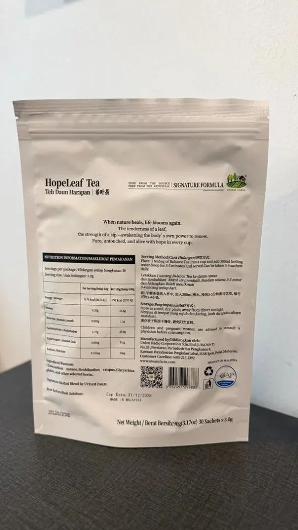 Uteam Farm Hopeleaf Tea – Bag Pack